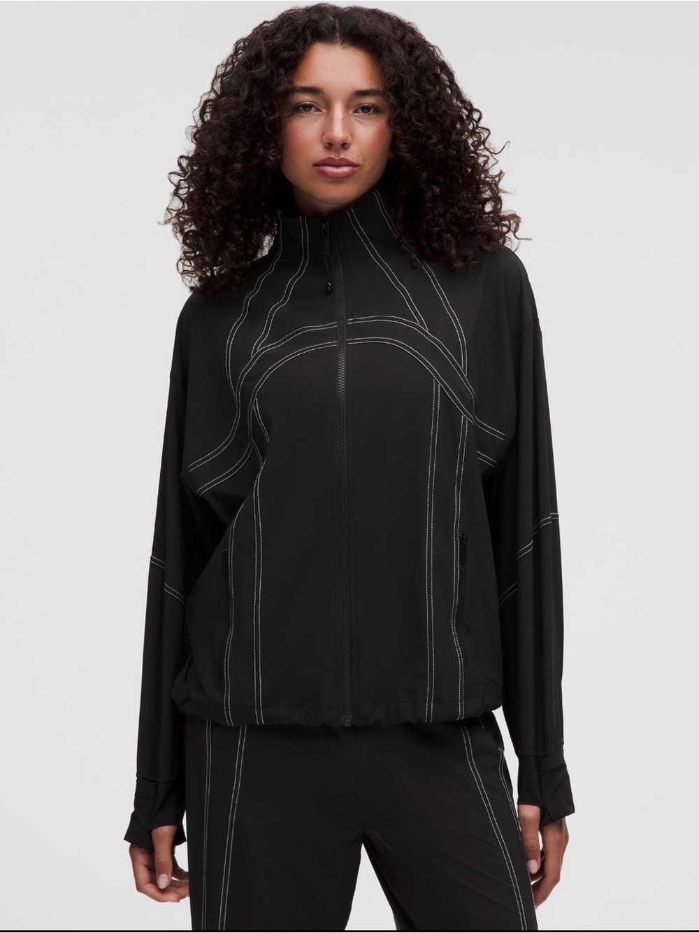 lululemon athletica Black Full-Zip Utility Jacket with Contrast Stitching